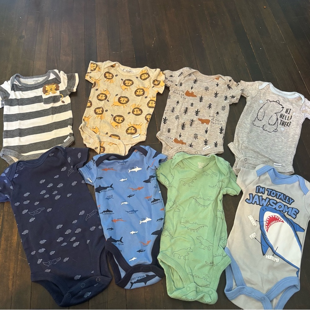 Baby Onesie Set - Stripes, Animals, and Sharks